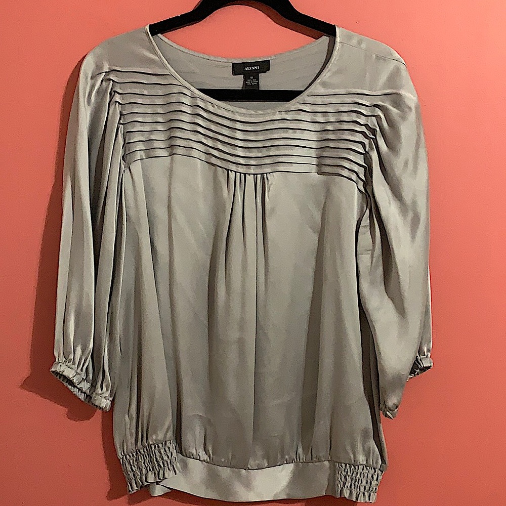 Silver Gray Silk Blouse